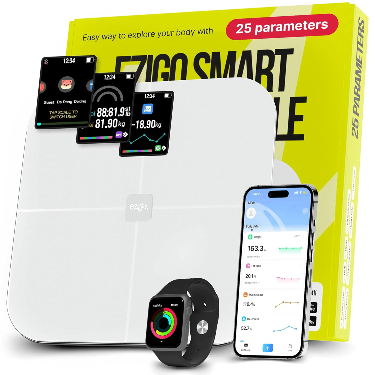 EziGo White Digital Bathroom Smart Scale – Precision Meets Innovation for Total Health Tracking - GNS Beauty & Personal Care