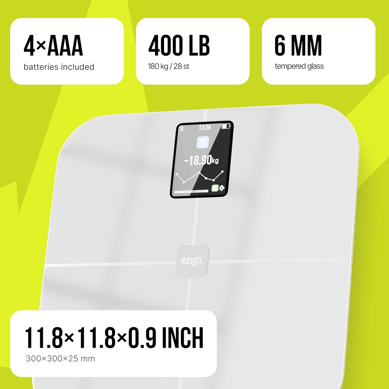 EziGo White Digital Bathroom Smart Scale – Precision Meets Innovation for Total Health Tracking - GNS Beauty & Personal Care