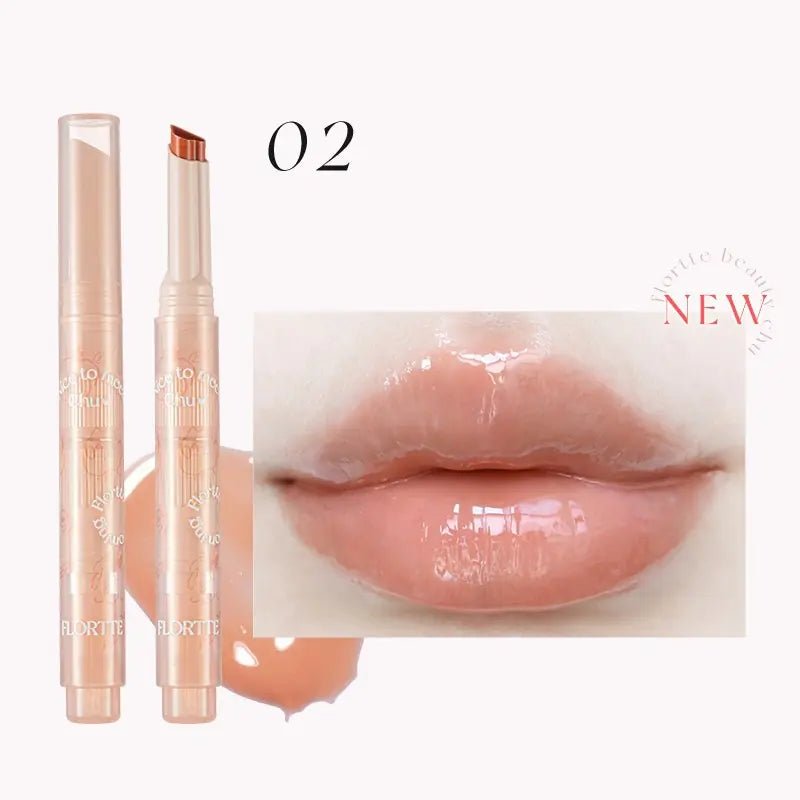 FLORTTE First Kiss Love Stick - Hydrating Jelly Lipstick Pen with Mirror - GNS Beauty & Personal Care
