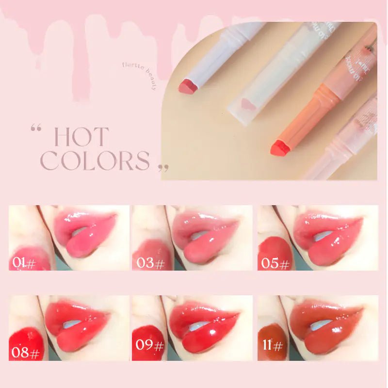 FLORTTE First Kiss Love Stick - Hydrating Jelly Lipstick Pen with Mirror - GNS Beauty & Personal Care