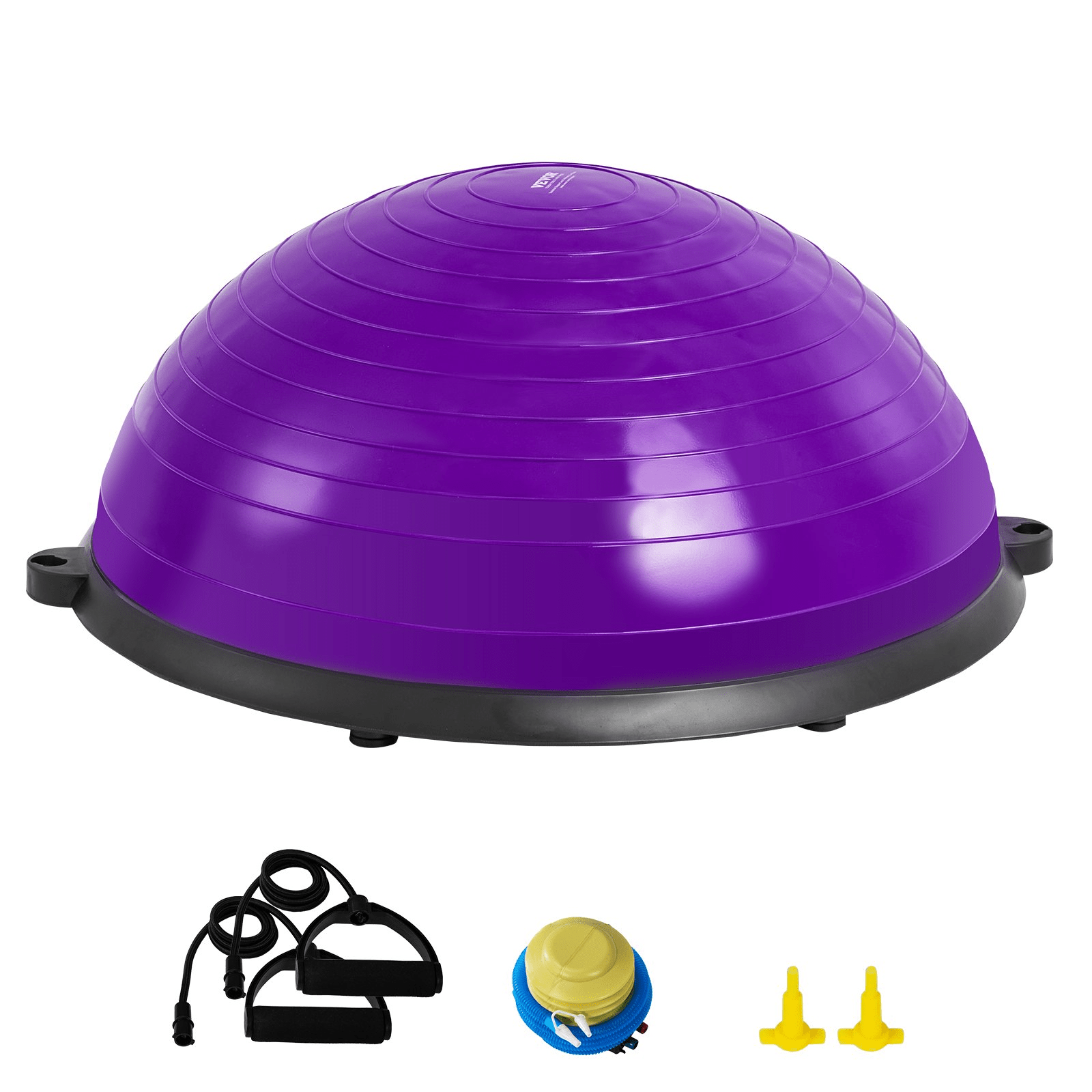Half Exercise Ball with Resistance Bands – 23 - Inch Stability Trainer, 660lb Capacity, Purple - GNS Beauty & Personal Care