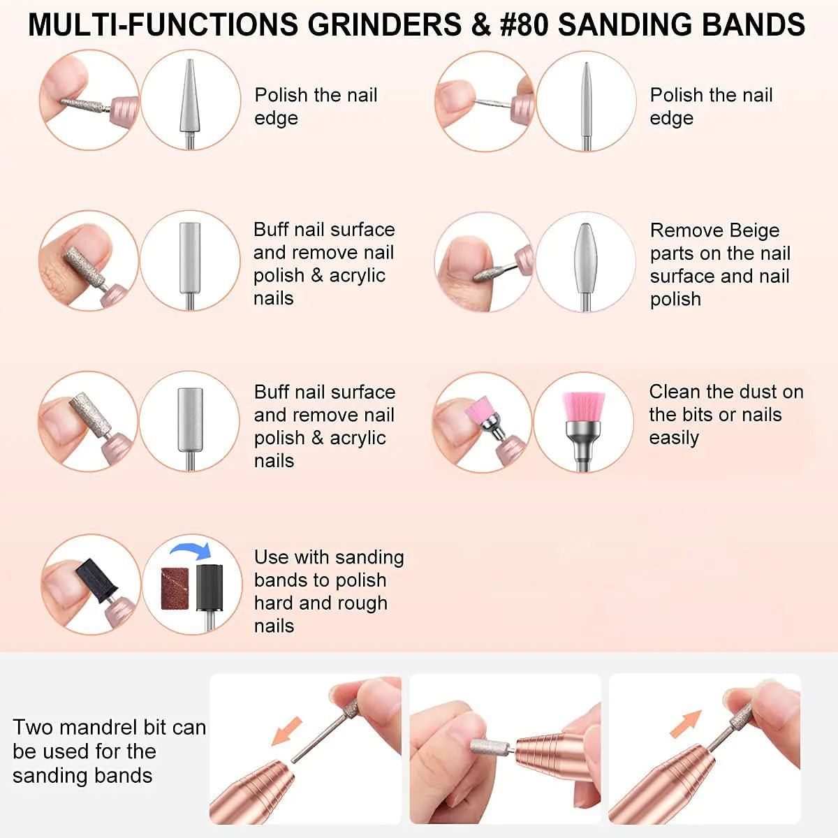 High - Performance Home Salon Nail Drill - Gold - GNS Beauty & Personal Care