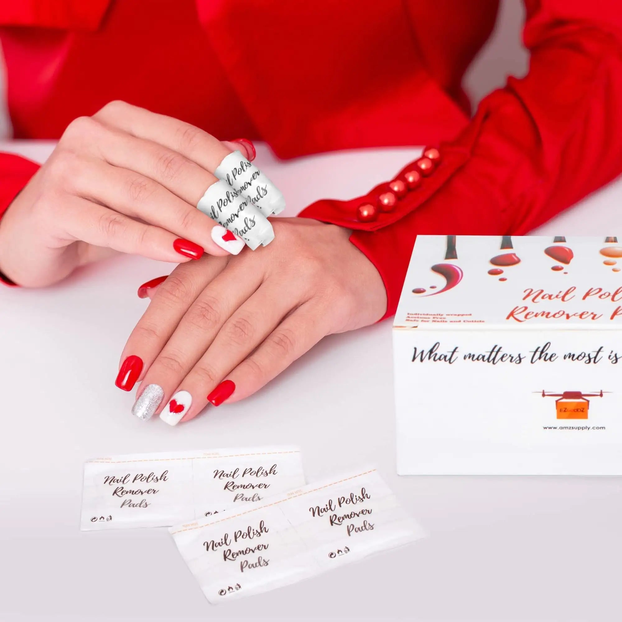 Hydrating Nail Polish Remover Pads - 100 Pack, Non - Acetone, Aloe Enriched - GNS Beauty & Personal Care