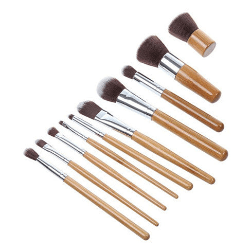 Lucky Beauty 11 - Piece Bamboo Makeup Brush Set - Vegan & Eco - Friendly - GNS Beauty & Personal Care