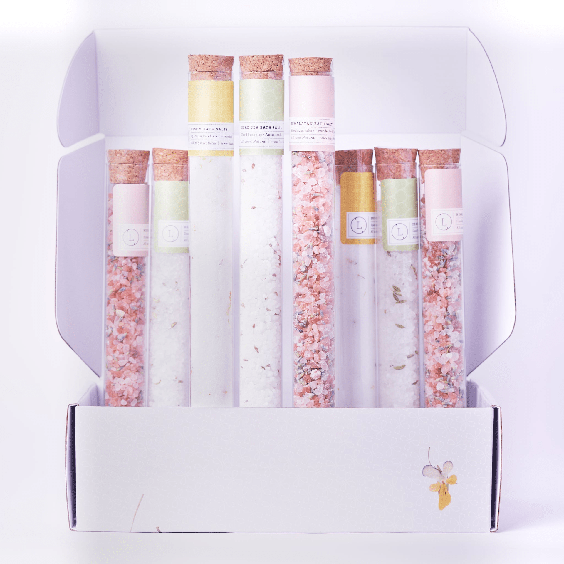 Luxurious Bath Salts Gift Set in 8 Reusable Glass Tubes - GNS Beauty & Personal Care