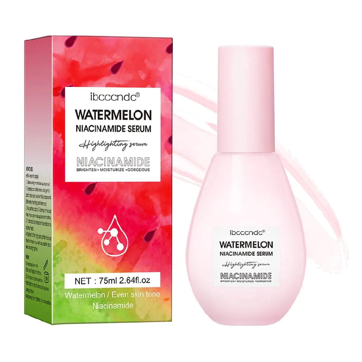 Watermelon Niacinamide Facial SerumPore Minimizer & Niacinamide Glow SerumMakeup PrimerLightweight Facial Serum & Priming Liquid Highlighter(75ml)