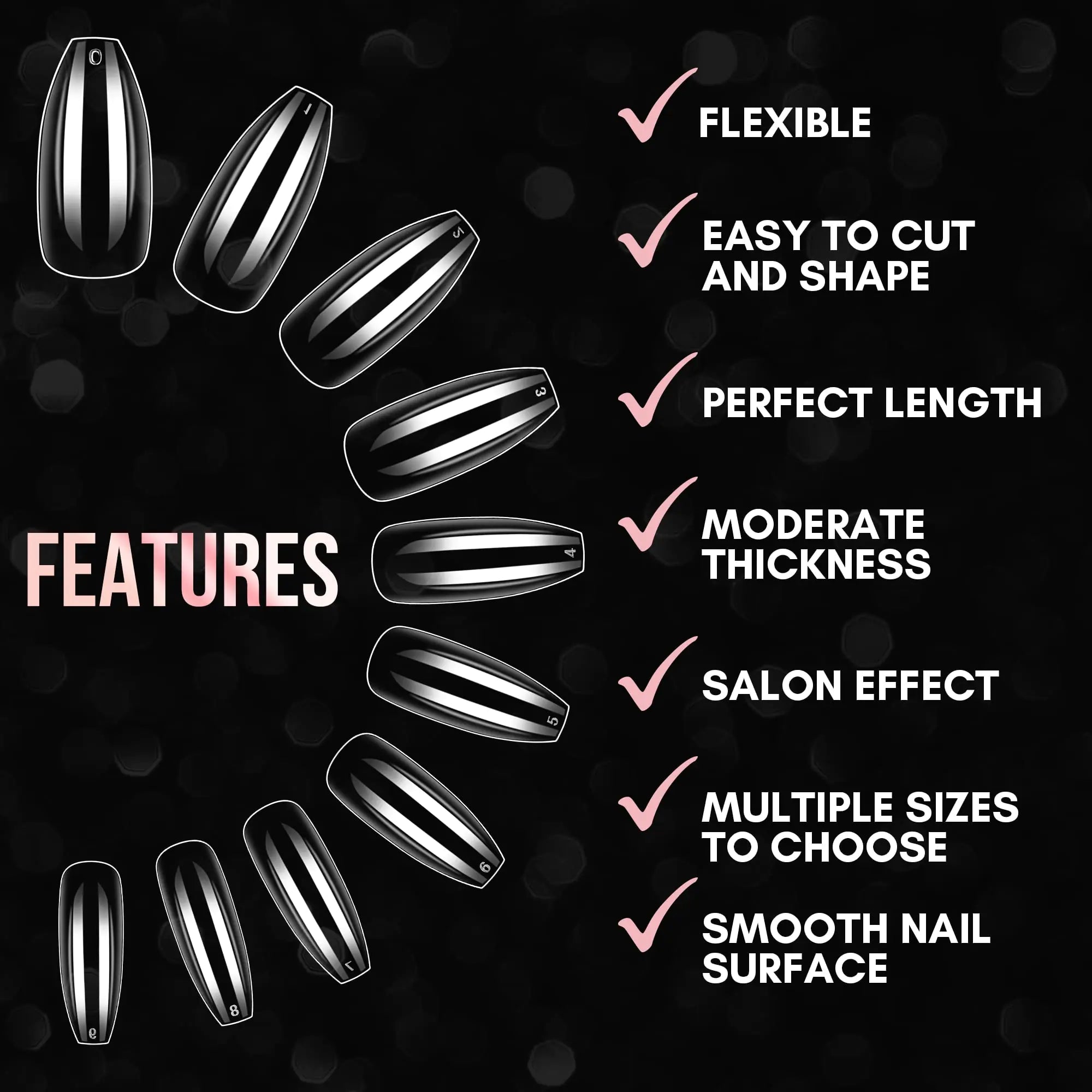 Makartt Clear Coffin Acrylic Nail Tips Kit with Glue - 500pcs - GNS Beauty & Personal Care