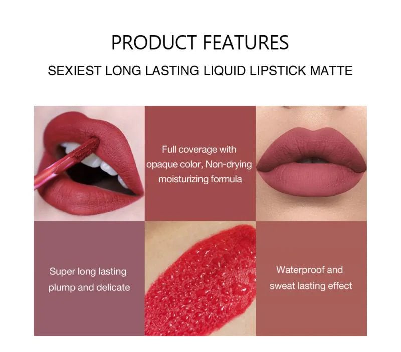 Matte Liquid Lipstick Set of 6 – Bold Color, All - Day Confidence - GNS Beauty & Personal Care