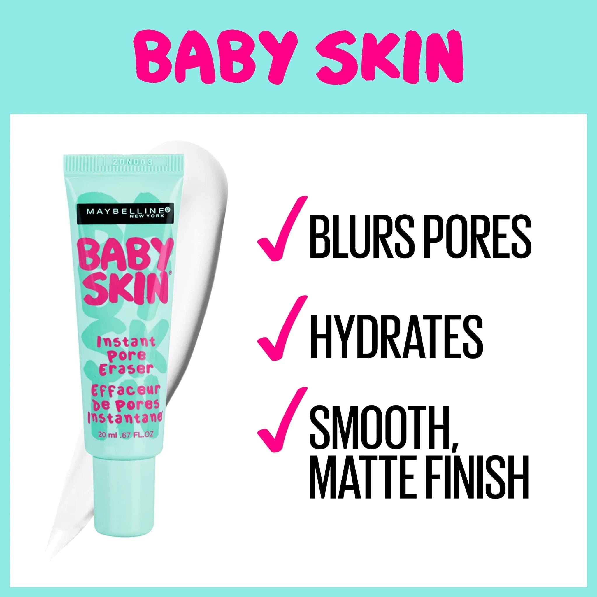 Maybelline Baby Skin Instant Pore Eraser Primer, Clear, 2 Pack (0.67 Fl Oz Each) - GNS Beauty & Personal Care