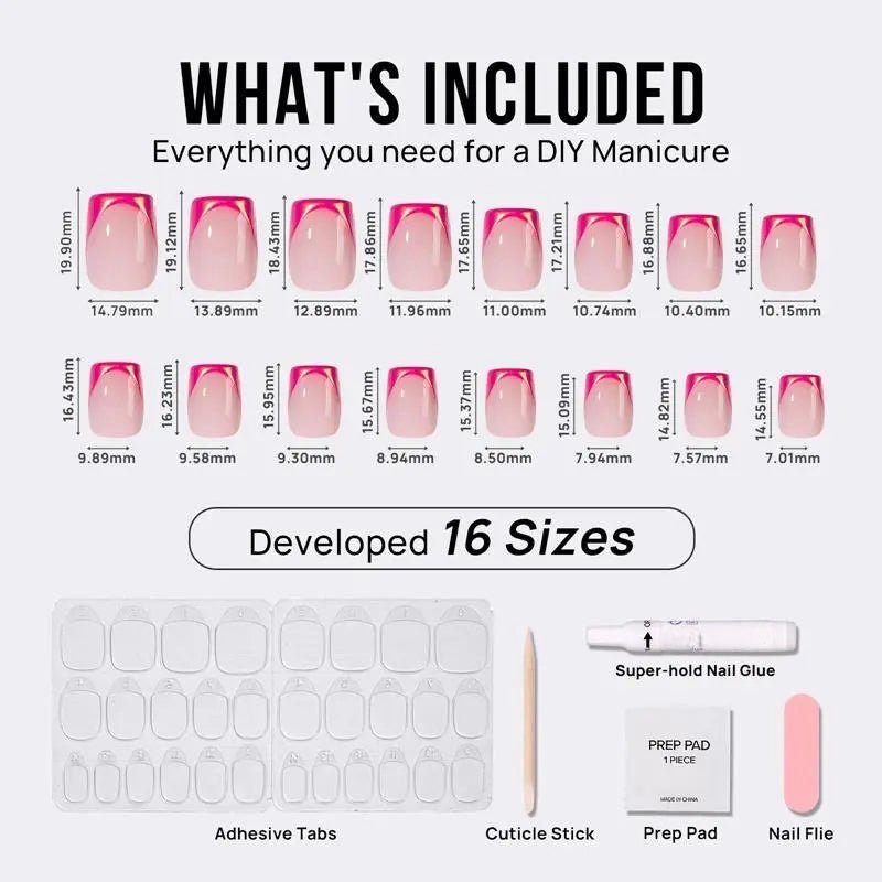 Metallic Petal Square Nails – Soft Gel Press - On Kit for a Chic, Shimmering Look - GNS Beauty & Personal Care