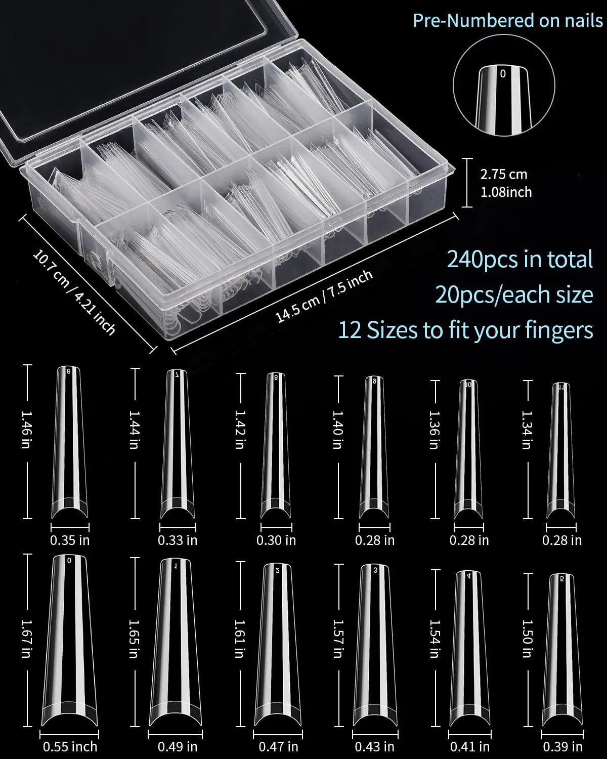 MORGLES 240PCS Coffin False Nail Tips with Glue Set - GNS Beauty & Personal Care