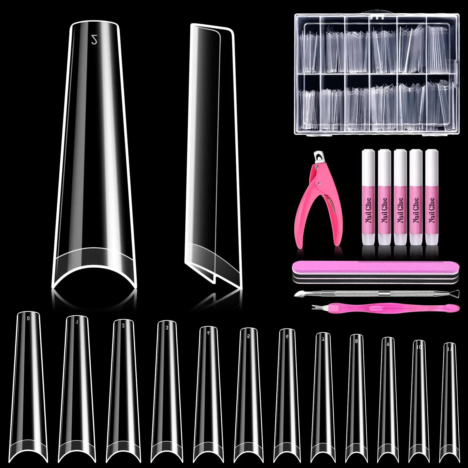 MORGLES 240PCS Coffin False Nail Tips with Glue Set - GNS Beauty & Personal Care