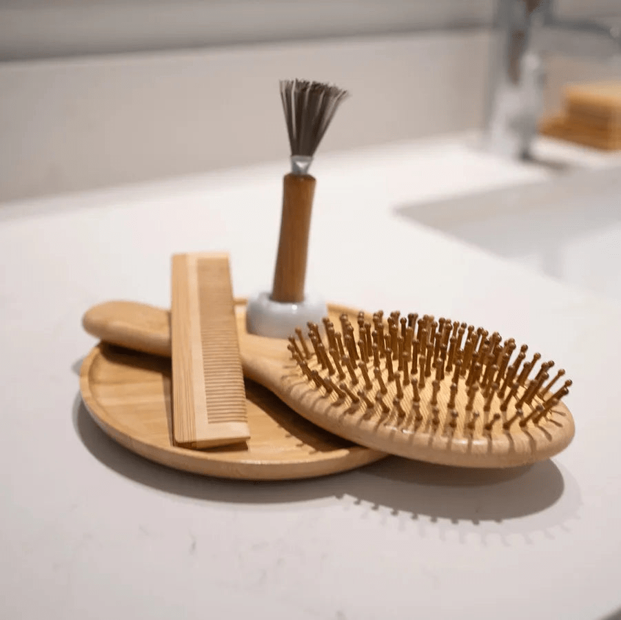 Natural Bamboo Hair Brush Set - Eco - Friendly Detangling & Scalp Massage Kit - GNS Beauty & Personal Care