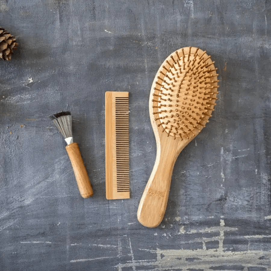 Natural Bamboo Hair Brush Set - Eco - Friendly Detangling & Scalp Massage Kit - GNS Beauty & Personal Care