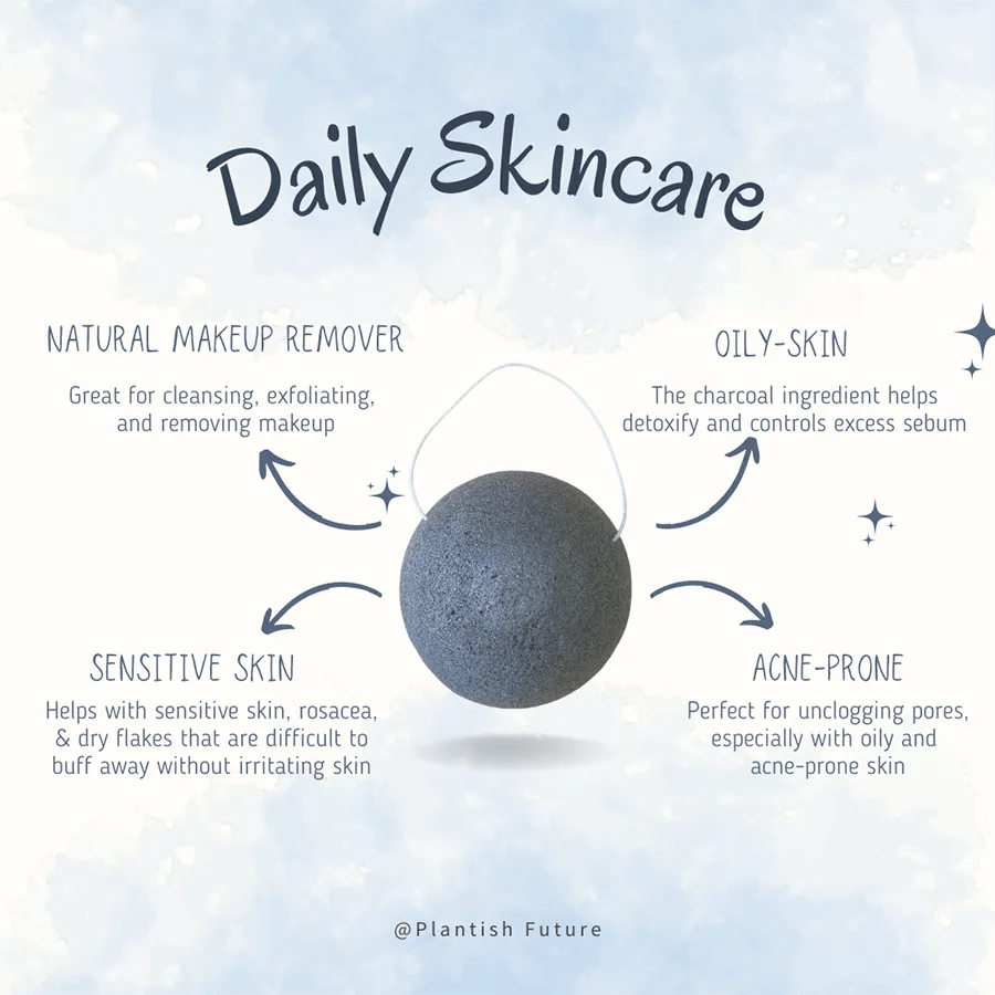 Natural Face Exfoliator - Konjac Facial Sponge with Charcoal - GNS Beauty & Personal Care