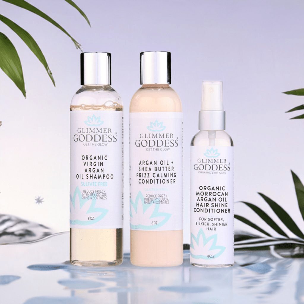 Organic Argan Oil Hair Treatment Trio - Hydrating Shampoo, Conditioner & Shine Spray - GNS Beauty & Personal Care