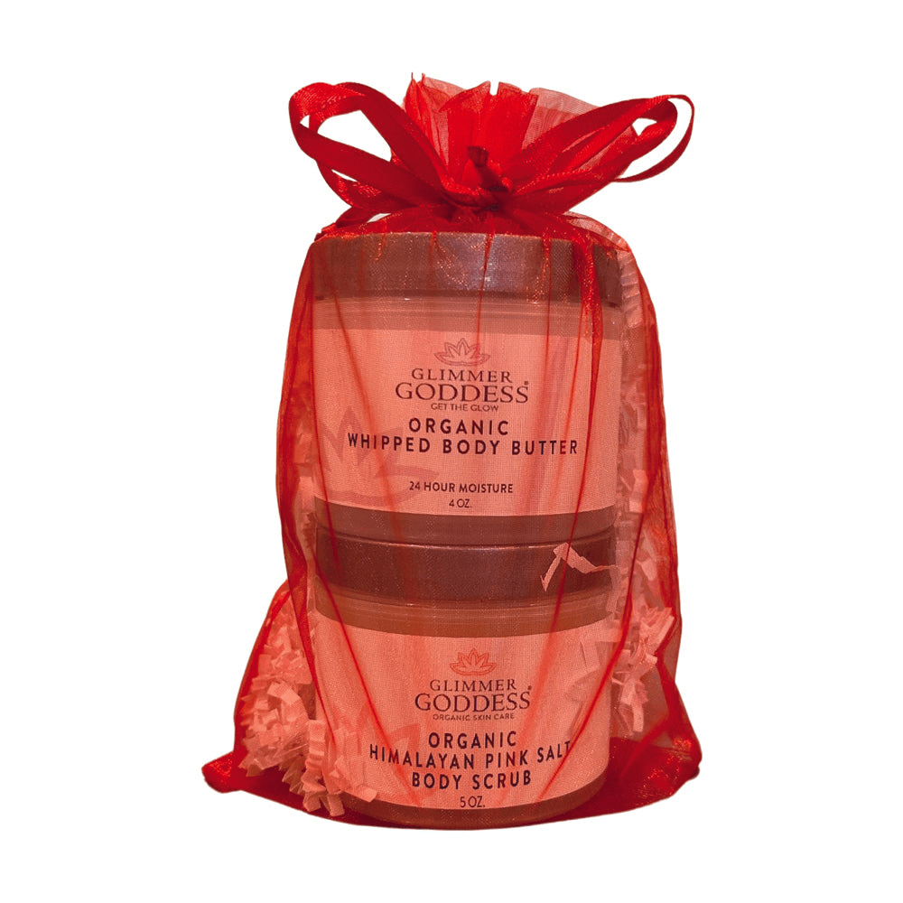 Organic Body Butter & Pink Salt Scrub Gift Set by Glimmer Goddess - GNS Beauty & Personal Care