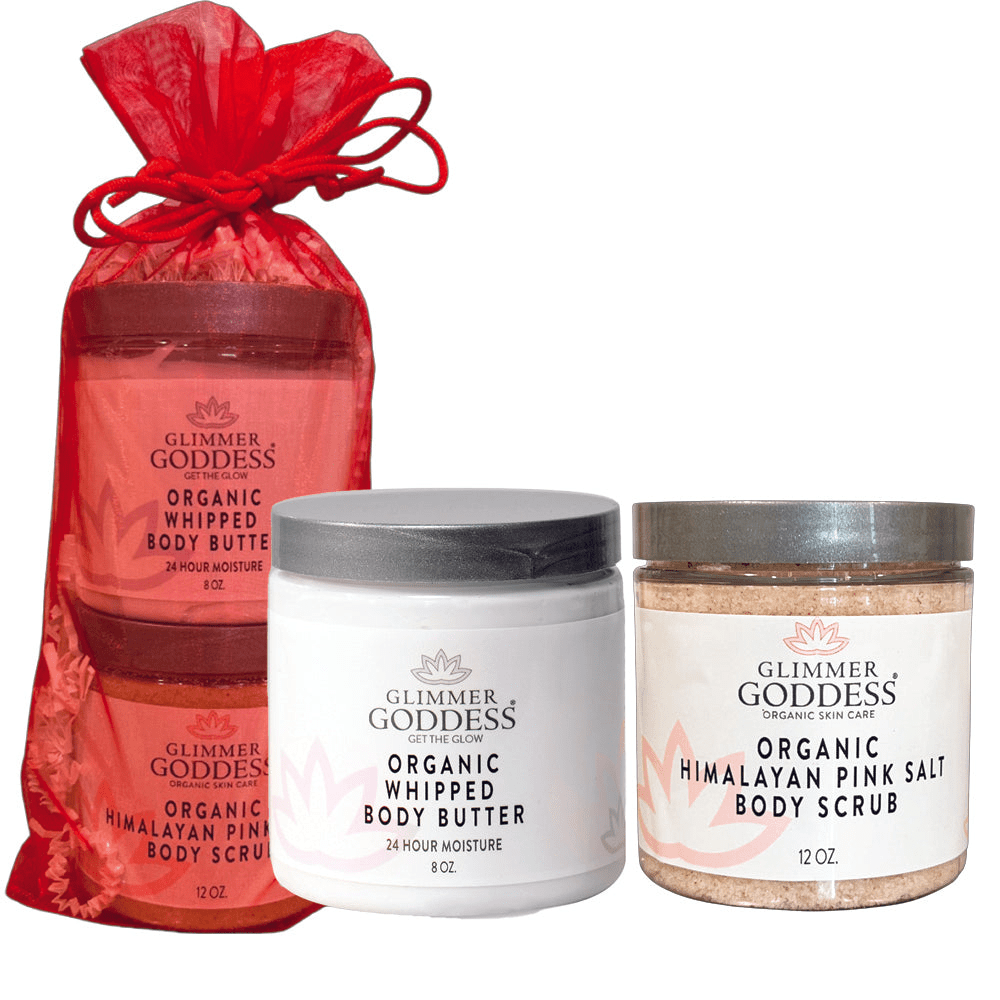Organic Body Butter & Pink Salt Scrub Gift Set by Glimmer Goddess - GNS Beauty & Personal Care