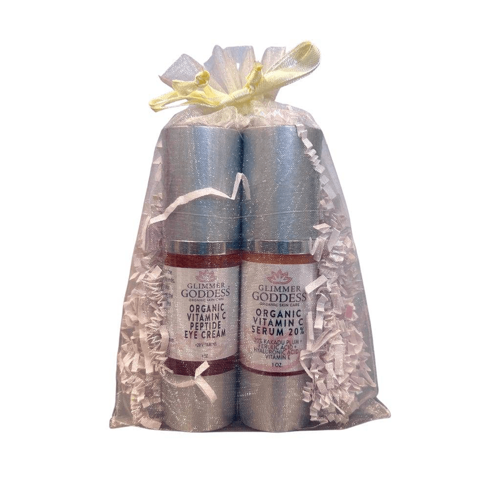 Organic Vitamin C Serum + Peptide Eye Serum Gift Set by Glimmer Goddess - GNS Beauty & Personal Care