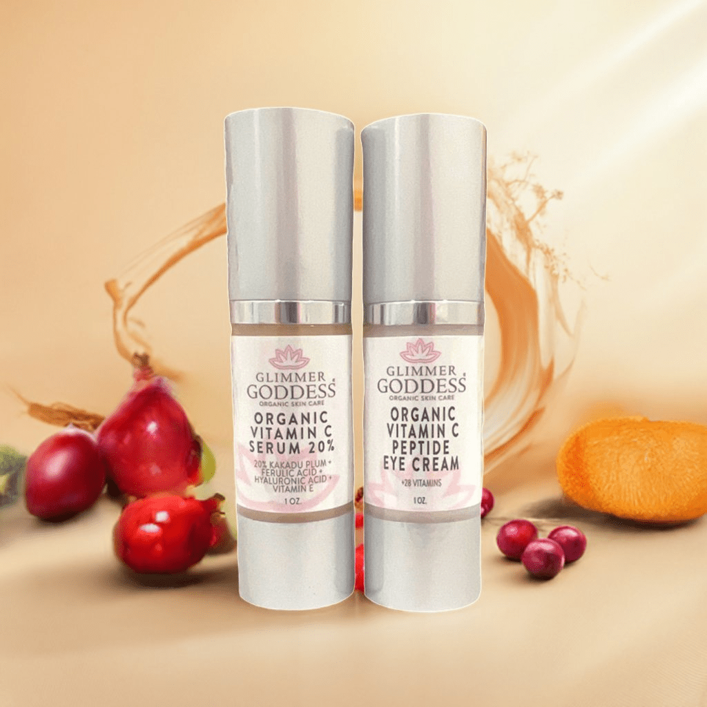 Organic Vitamin C Serum + Peptide Eye Serum Gift Set by Glimmer Goddess - GNS Beauty & Personal Care