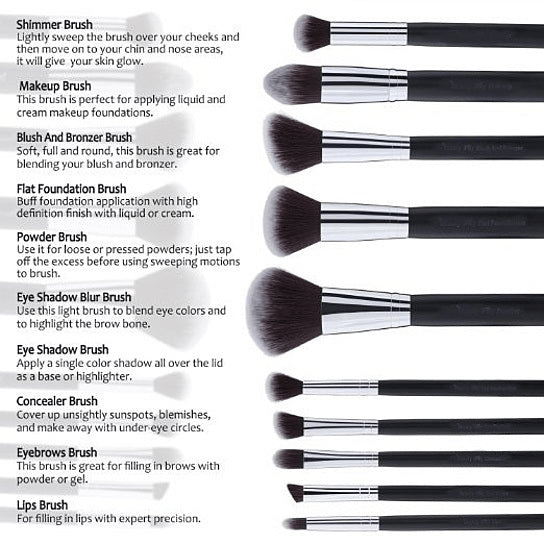Pageant Winner 10 - Piece Makeup Brush Set - Flawless Performance & Sustainable Wood - GNS Beauty & Personal Care