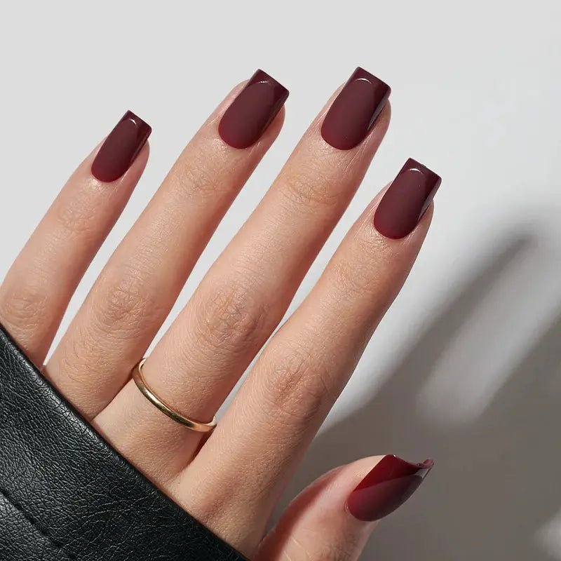 Plum Velvet Square Nails - Press On Nails | Long Lasting & Reusable - GNS Beauty & Personal Care