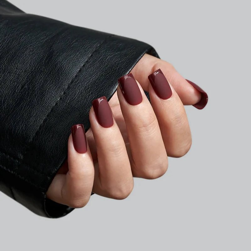 Plum Velvet Square Nails - Press On Nails | Long Lasting & Reusable - GNS Beauty & Personal Care