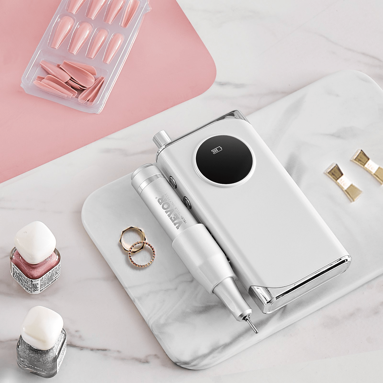 Portable Nail Drill 40000RPM | Cordless Rechargeable with LCD Display & 6 Bits - GNS Beauty & Personal Care