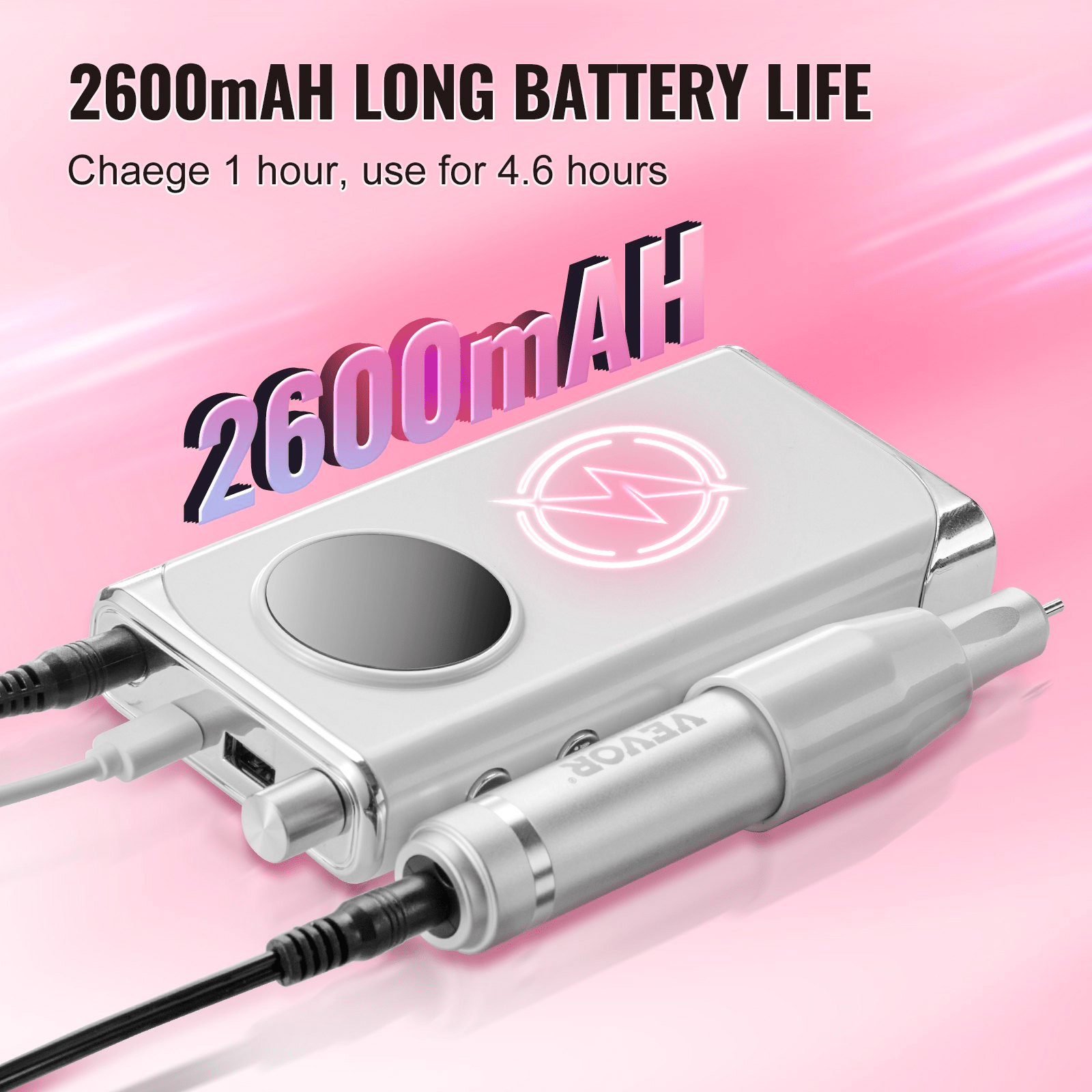 Portable Nail Drill 40000RPM | Cordless Rechargeable with LCD Display & 6 Bits - GNS Beauty & Personal Care