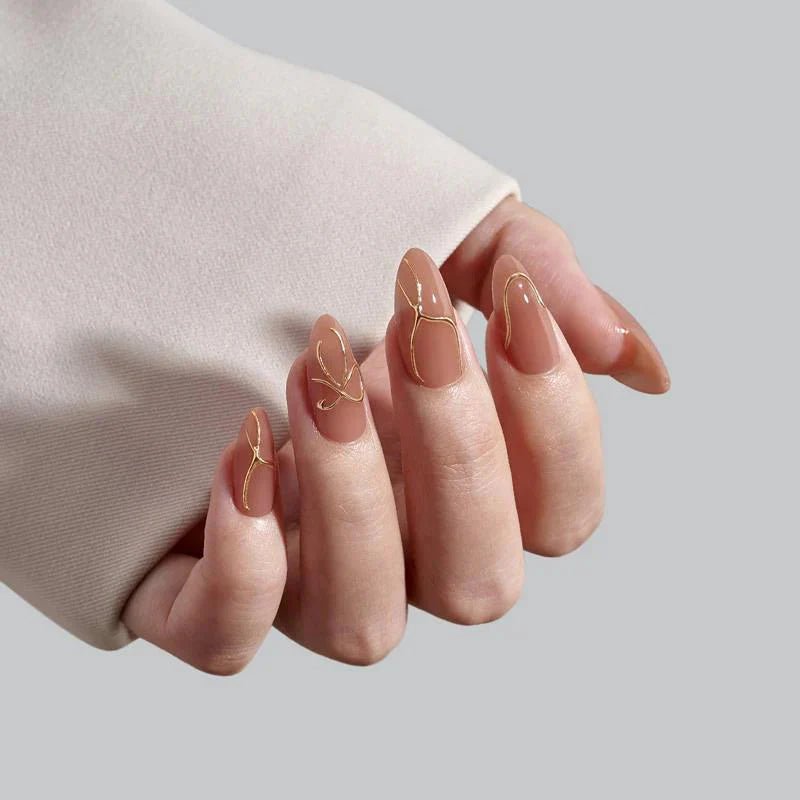 Radiant Gold Almond Nails - Press On Nails - GNS Beauty & Personal Care