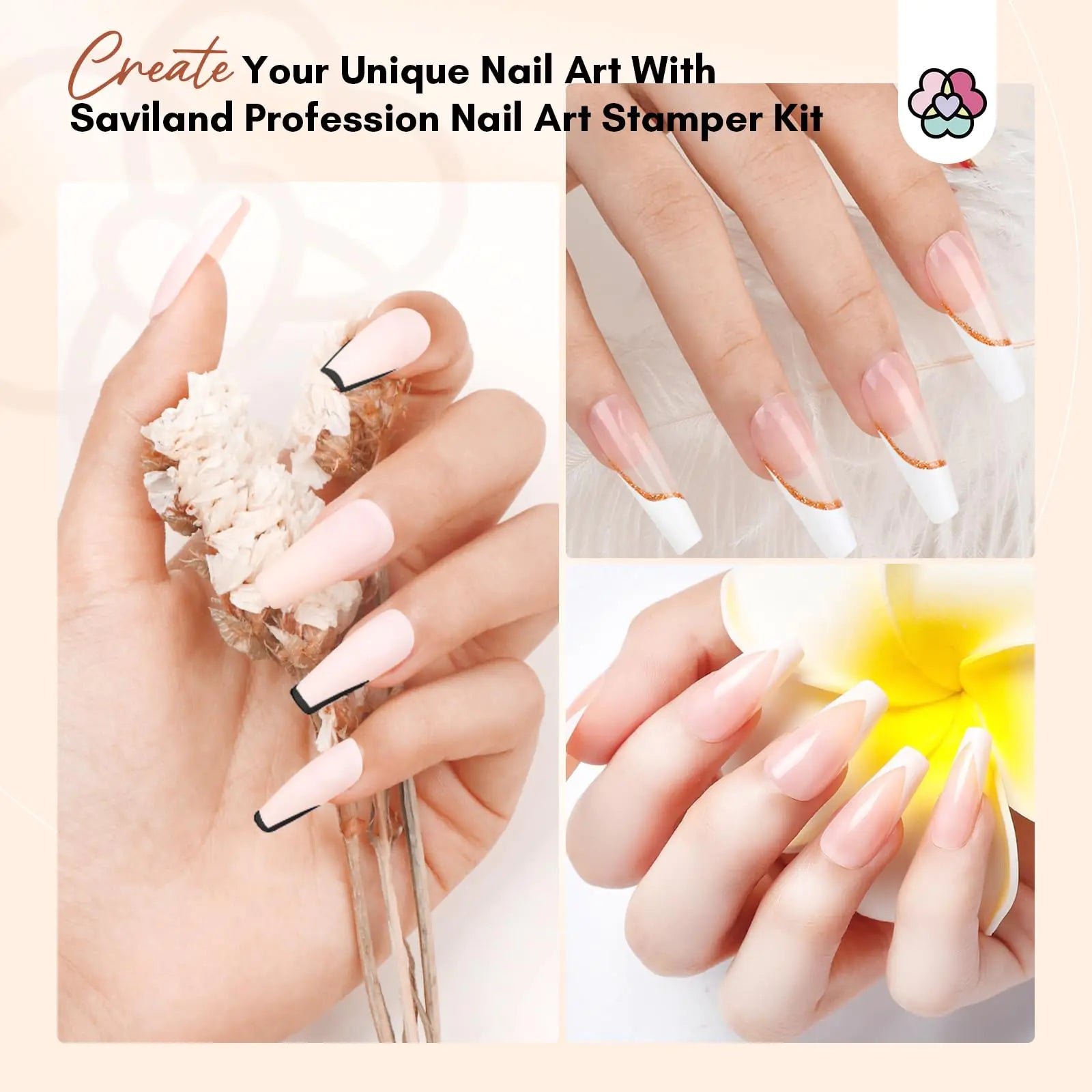 Saviland French Manicure Stamper Kit – Flawless French Tips Made Easy - GNS Beauty & Personal Care