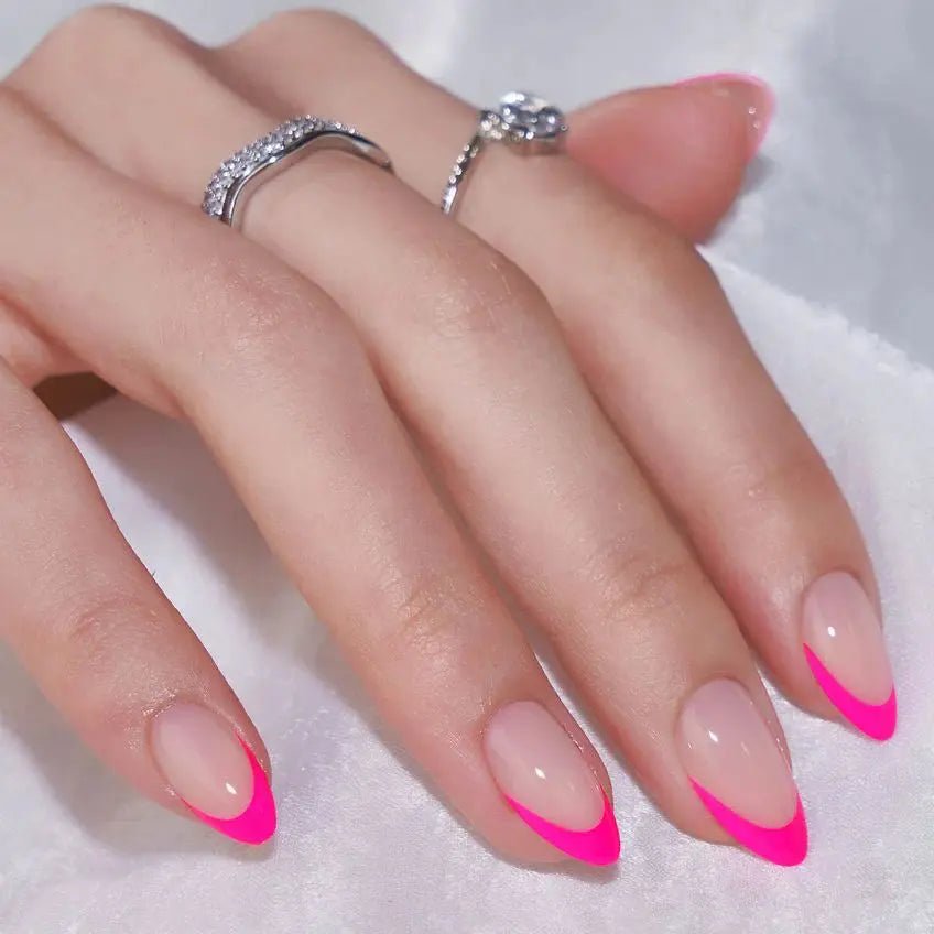 Summer Berry French Almond Nails – Soft Gel Press - On Kit for Playful Elegance - GNS Beauty & Personal Care