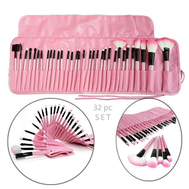 Sustainable 32 - Piece Makeup Brush Set with Vegan Storage Pouch - GNS Beauty & Personal Care