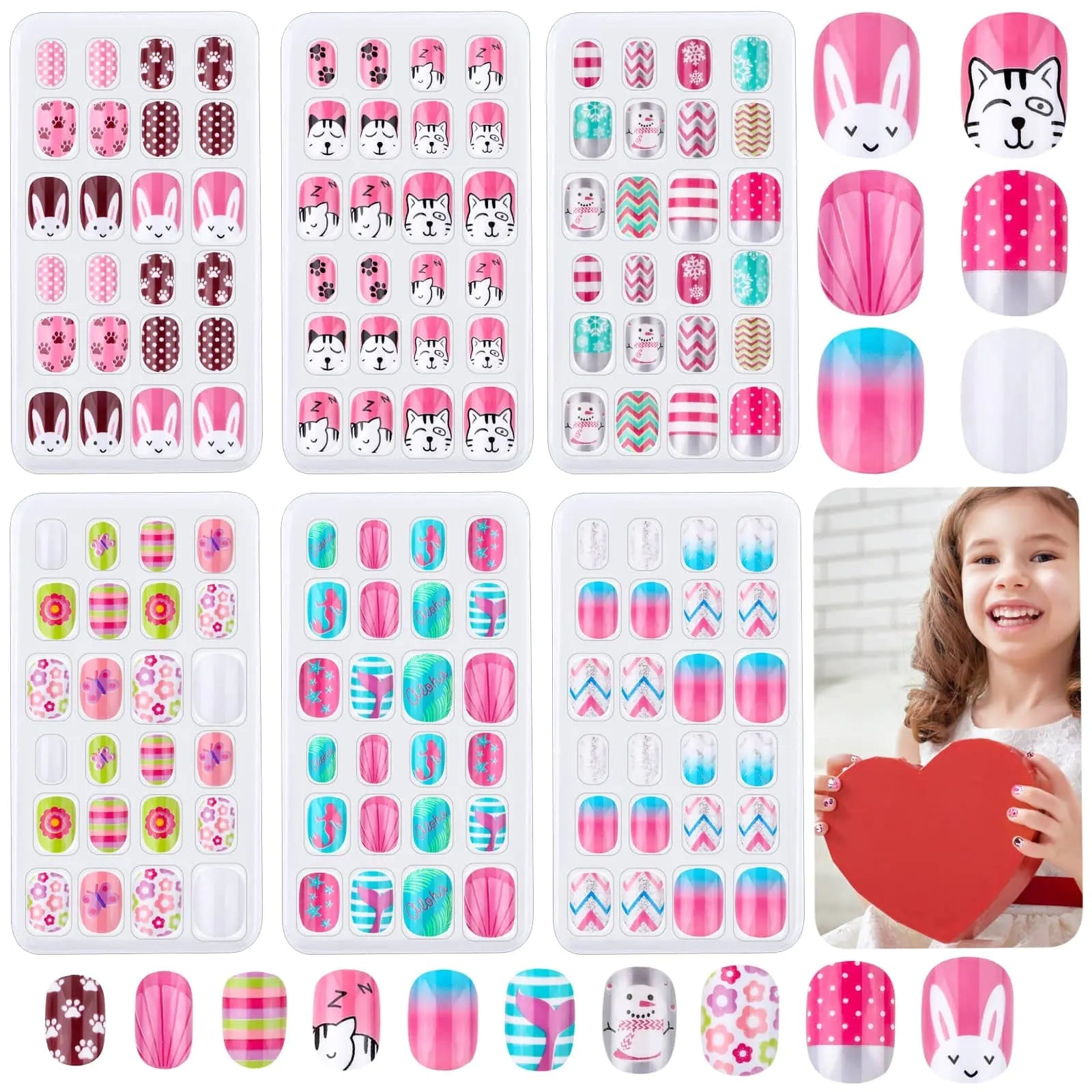 Thrilez Kids Press On Nails - 144 Pcs Colorful Gift Set - GNS Beauty & Personal Care