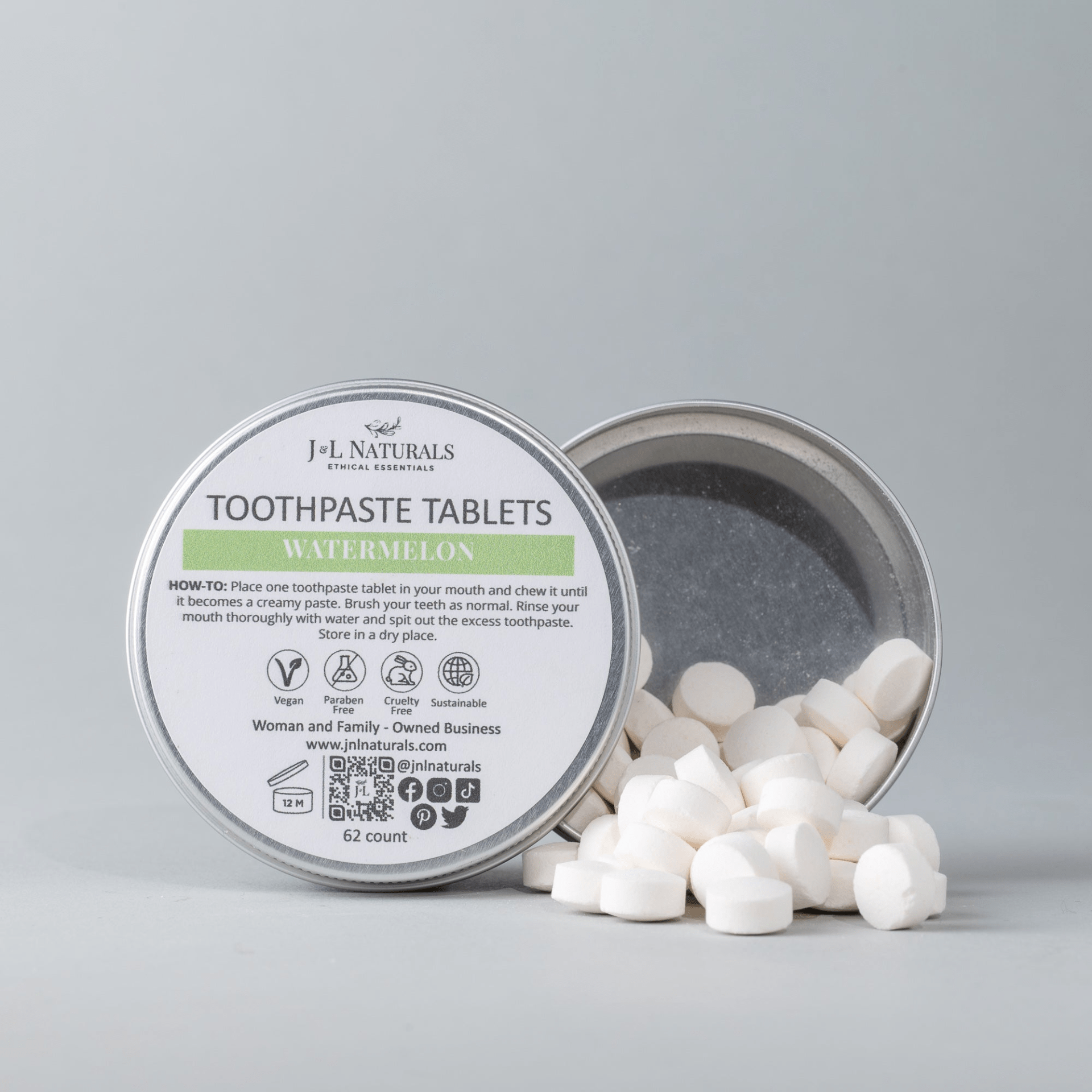Toothpaste Tablets | Natural, Travel‑Ready, Eco Packaging (62 Count) - GNS Beauty & Personal Care