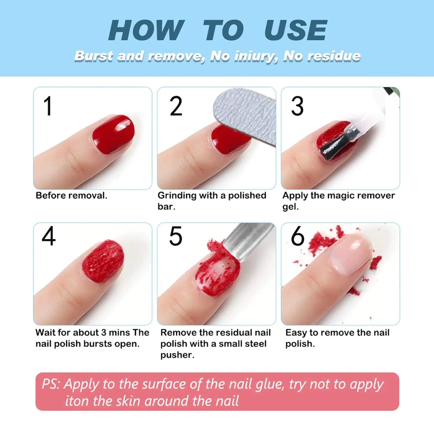 Tudiqe Gel Nail Polish Remover 3 - Pack, Soak - Off Gel Remover - Fast 2 - 5 Minute Formula, Professional Strength, 1.5 Oz (Blue) - GNS Beauty & Personal Care