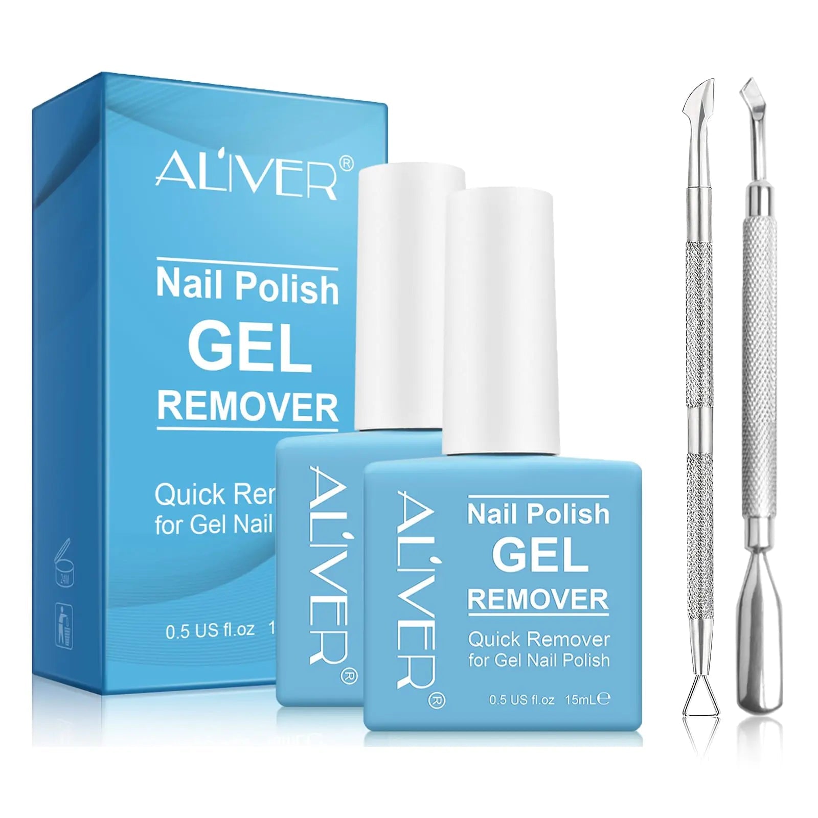Tudiqe Gel Nail Polish Remover 3 - Pack, Soak - Off Gel Remover - Fast 2 - 5 Minute Formula, Professional Strength, 1.5 Oz (Blue) - GNS Beauty & Personal Care