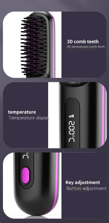 USB Charging Ceramic Heated Hair Straightening Comb – Effortless Styling, Anytime, Anywhere - GNS Beauty & Personal Care