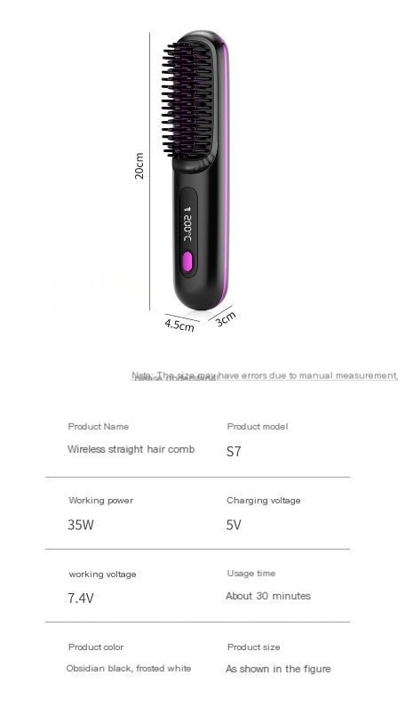 USB Charging Ceramic Heated Hair Straightening Comb – Effortless Styling, Anytime, Anywhere - GNS Beauty & Personal Care