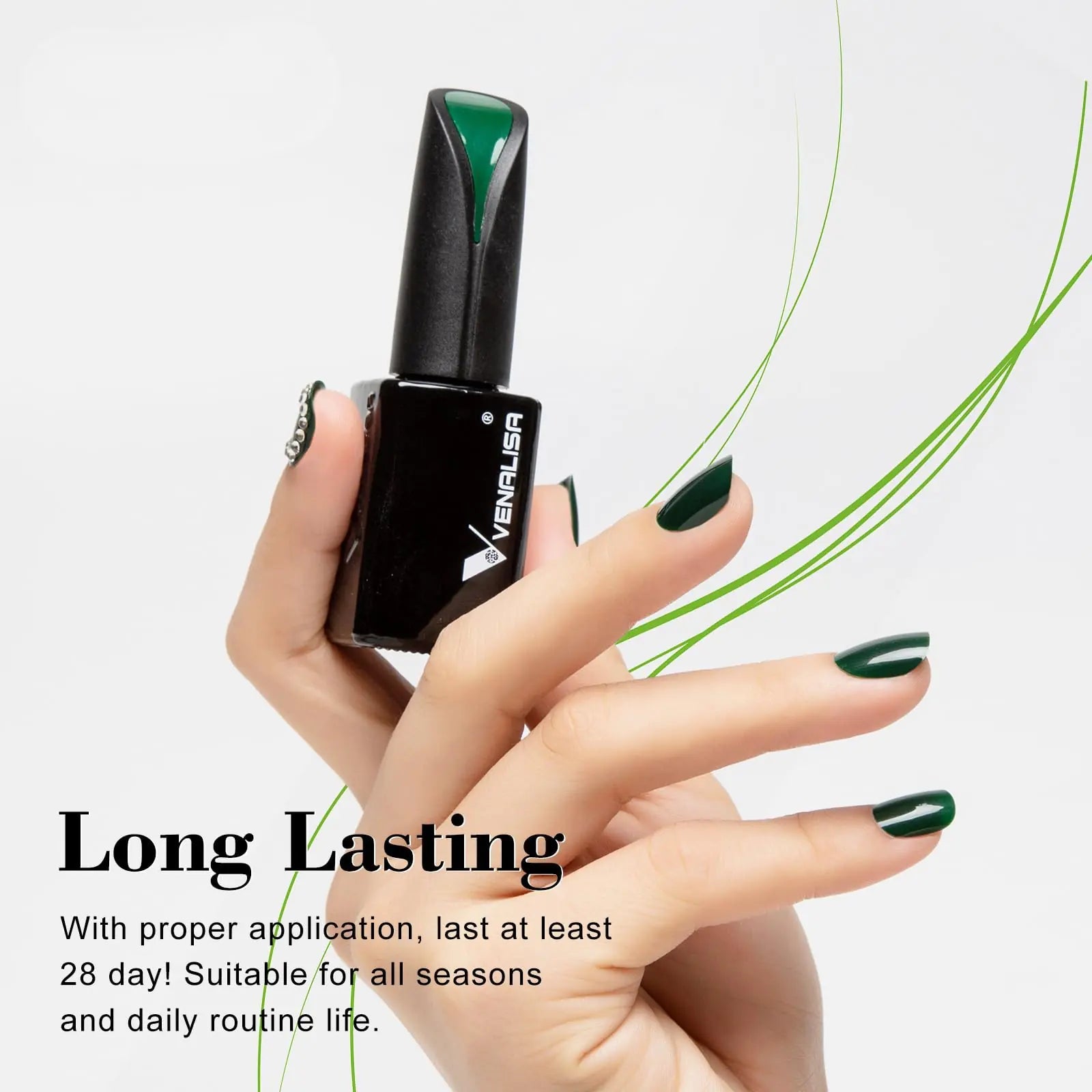 VENALISA 15ml Emerald Green Gel Nail Polish | Soak Off UV LED Polish for DIY Nail Art - GNS Beauty & Personal Care