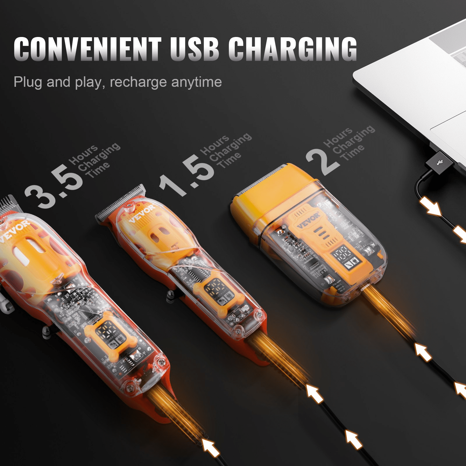 Versatile VEVOR Hair Clipper and Shaver - 3 - in - 1 USB Rechargeable Grooming Set - GNS Beauty & Personal Care