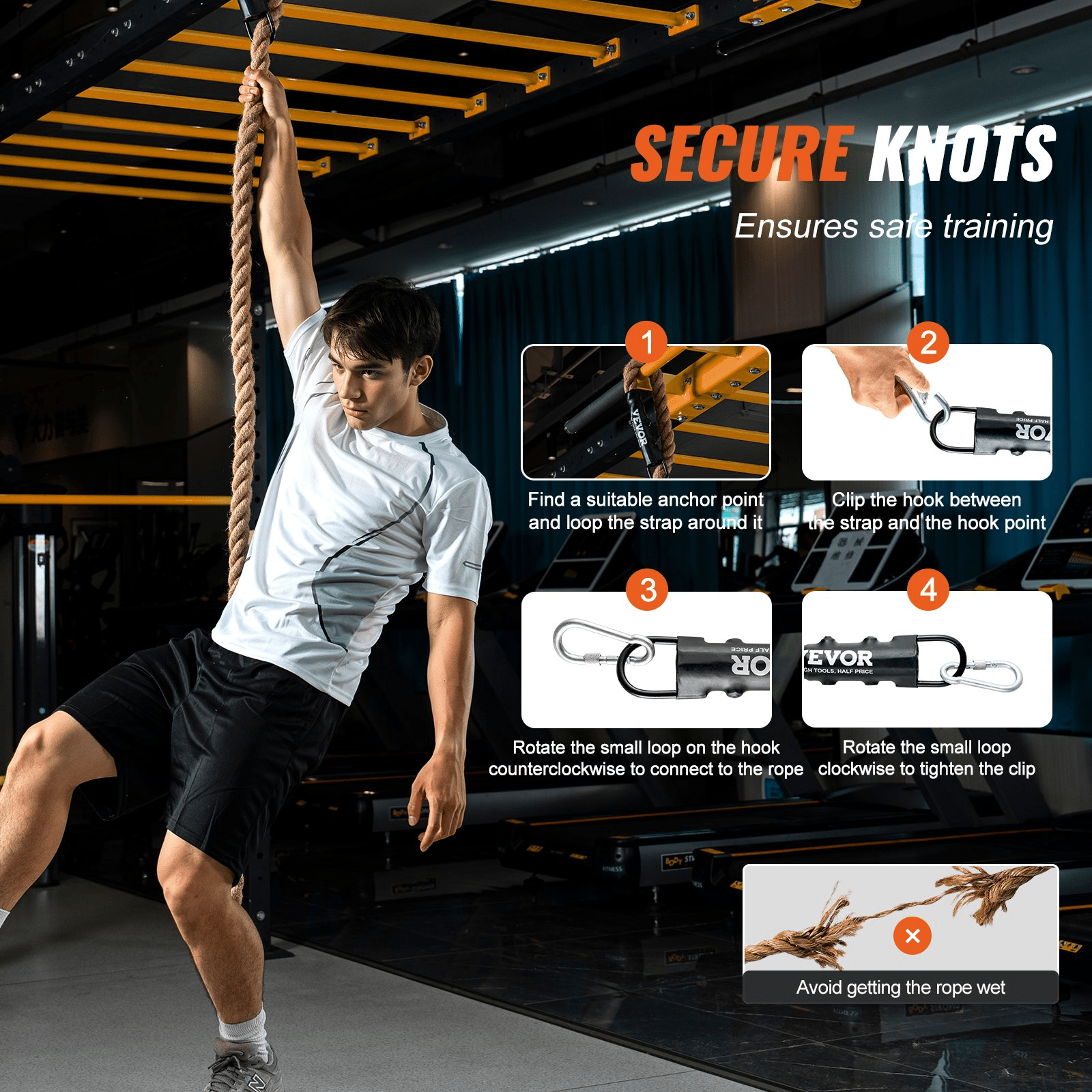VEVOR 1.5" x 20FT Gym Climbing Rope | Fitness & Strength Training - GNS Beauty & Personal Care