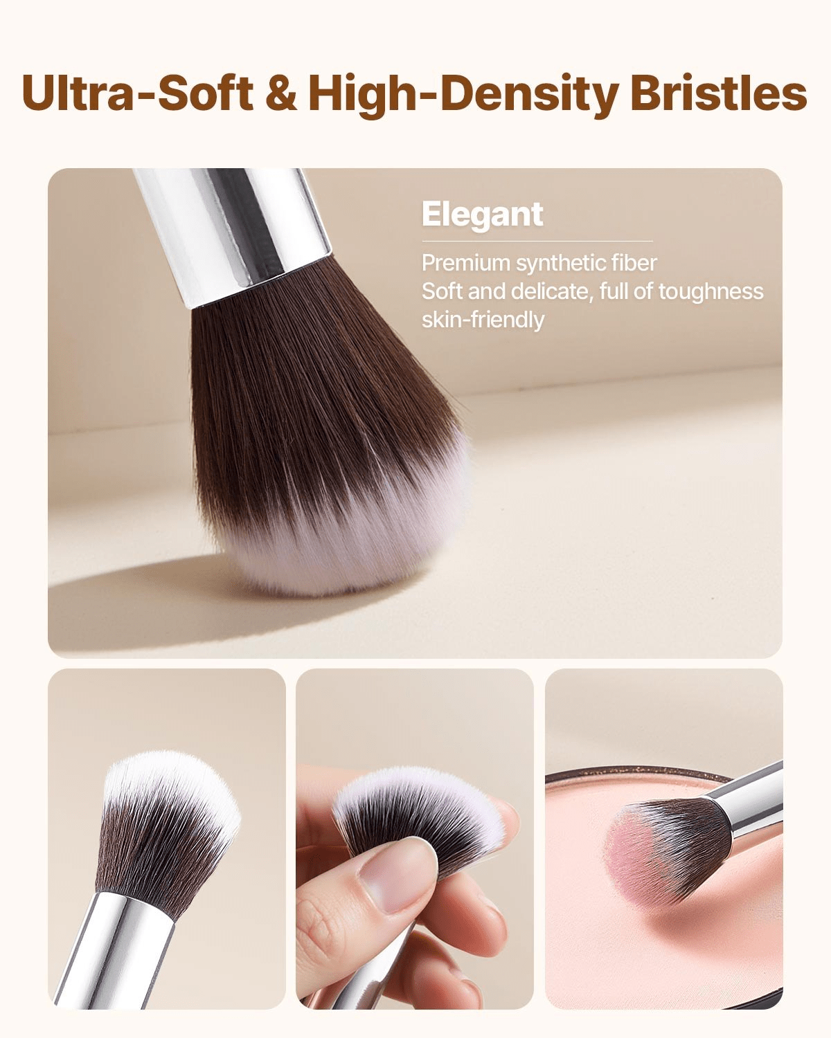 VEVOR 15PCS Makeup Brush Set for Foundation Blending Eyeshadow with Soft Bristle - GNS Beauty & Personal Care