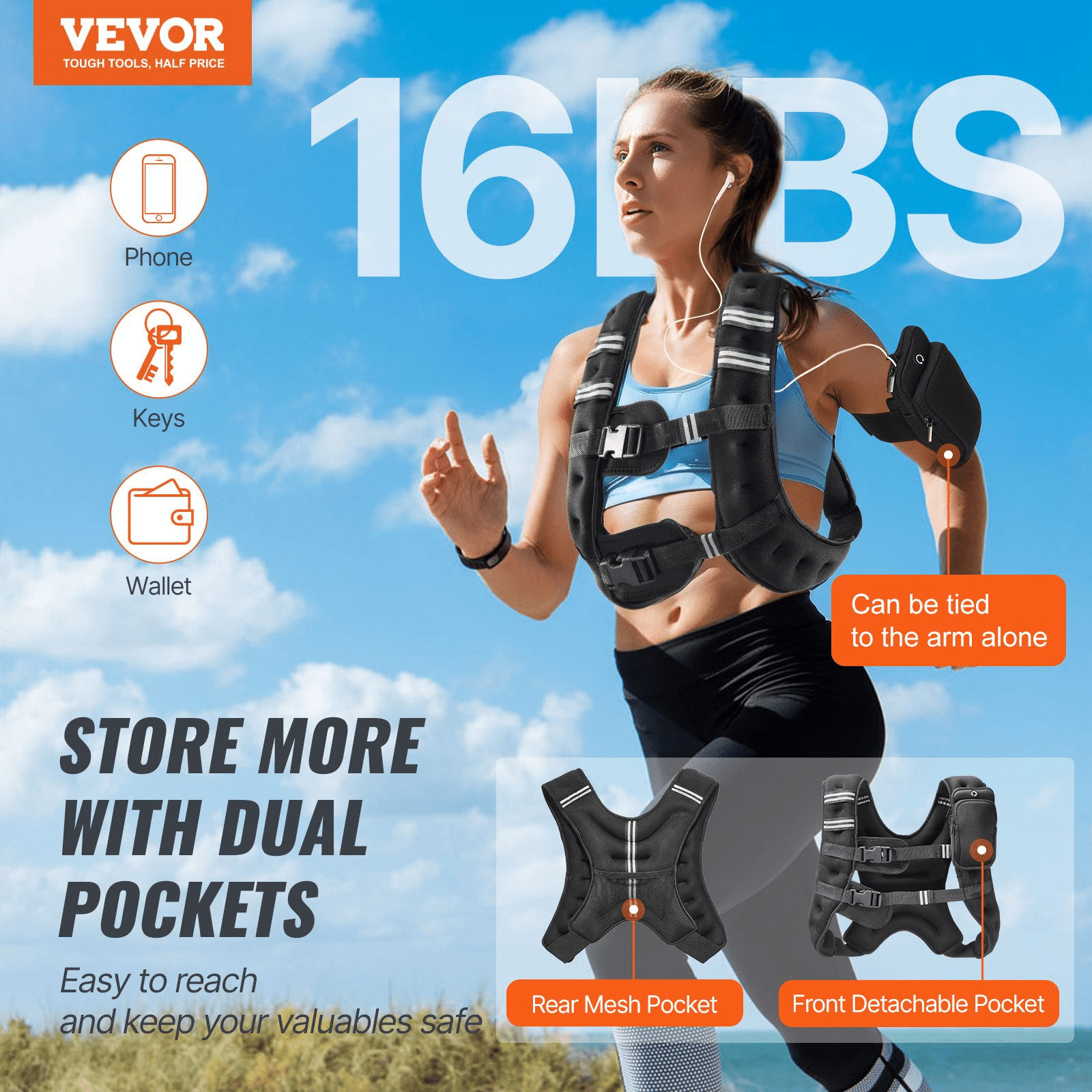 VEVOR 16lb Weighted Vest – Strength Training & Endurance Boost - GNS Beauty & Personal Care