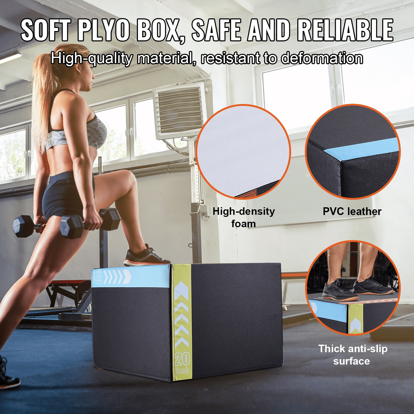 VEVOR 3 in 1 Plyometric Jump Box, 30/24/20 Inch Foam Plyo Box, Platform & Jumping Agility Box, Anti - Slip Fitness Exercise Step Up Box for Home Gym Training, Conditioning Strength Training, Black - GNS Beauty & Personal Care