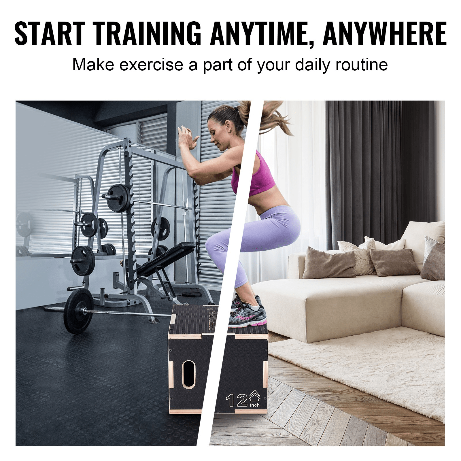 VEVOR 3 - in - 1 Wooden Plyometric Jump Box – Adjustable Training for Strength & Agility - GNS Beauty & Personal Care