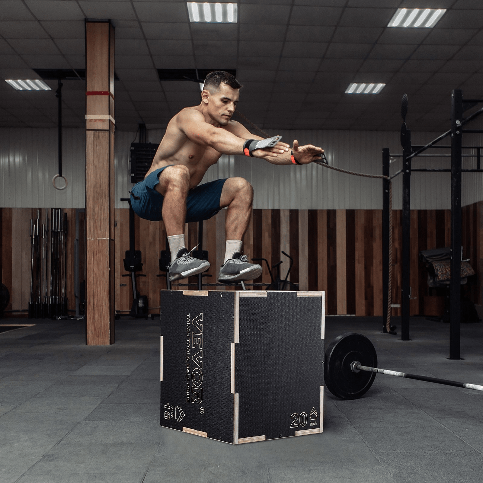 VEVOR 3 - in - 1 Wooden Plyometric Jump Box – Adjustable Training Platform for Strength & Agility - GNS Beauty & Personal Care