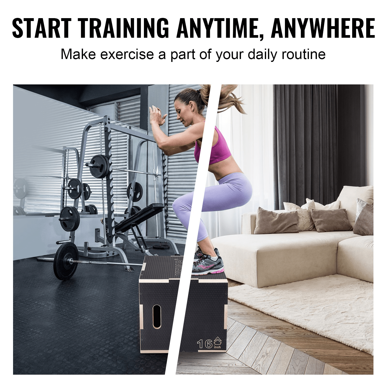 VEVOR 3 - in - 1 Wooden Plyometric Jump Box – Adjustable Training Platform for Strength & Agility - GNS Beauty & Personal Care