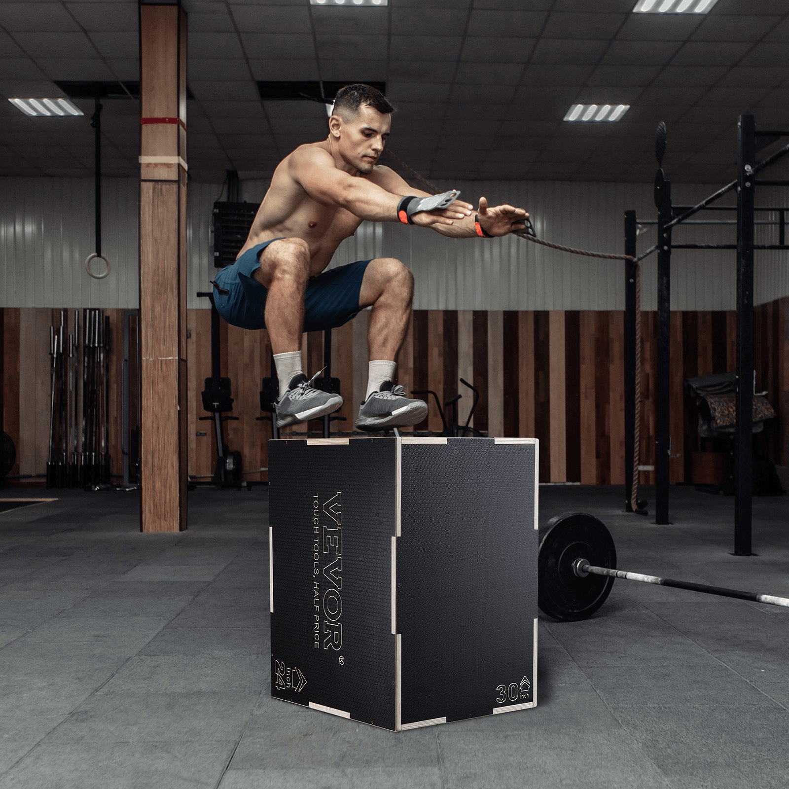 VEVOR 3 - in - 1 Wooden Plyometric Jump Box – Adjustable Training Platform for Strength & Conditioning - GNS Beauty & Personal Care