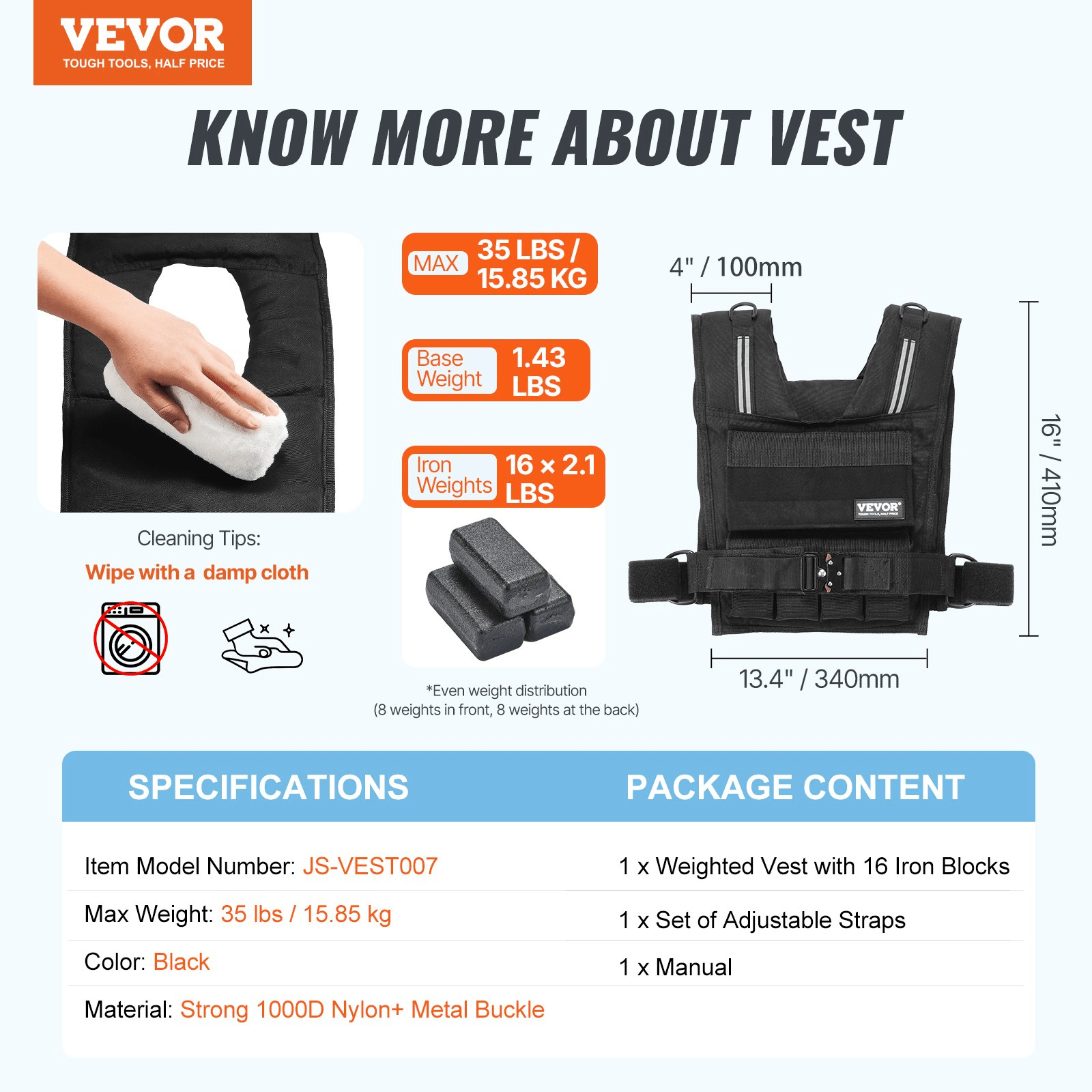 VEVOR 35lb Adjustable Weighted Vest for Men & Women | Strength Training & Running - GNS Beauty & Personal Care